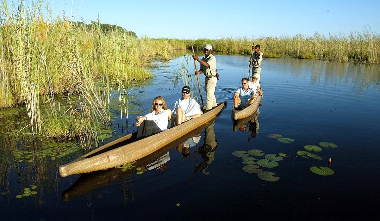 Mokoro canoe safari is usually at its best during the high water months of Jun-Sep.